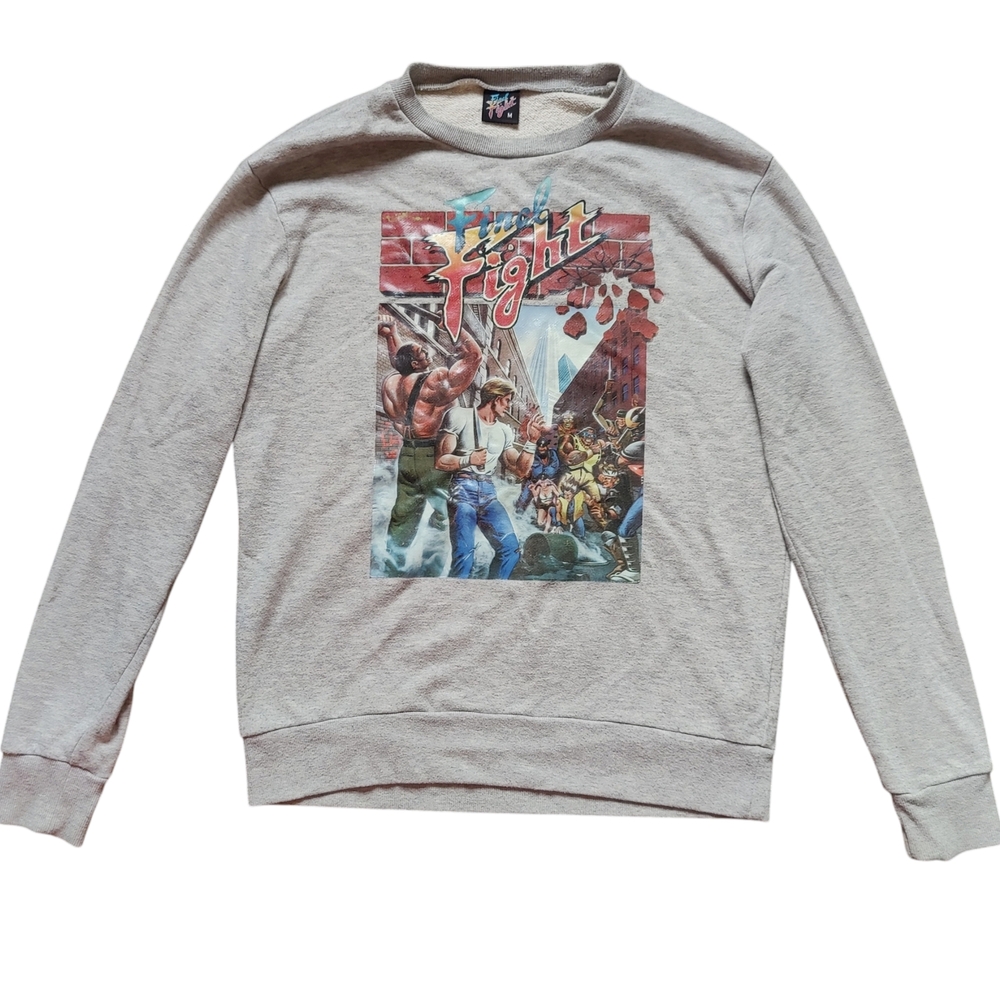 Gray Crewneck Sweater with Artistic Graphic